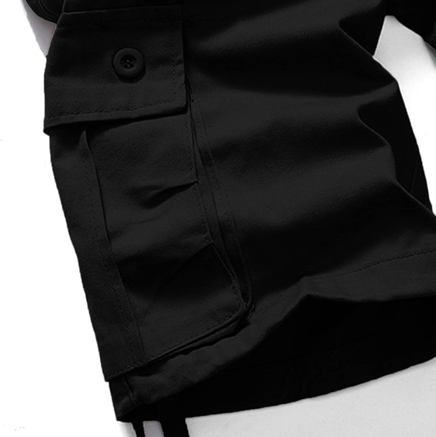 Men'S Shorts Summer Men Cotton Loose Shorts Casual Cargo Shorts Outdoors Pocket Beach Short Pants Black