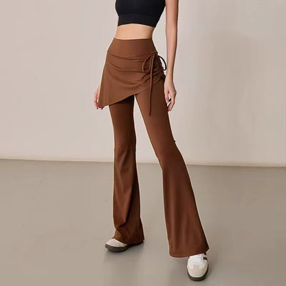 Women Drawstring Flare Pants Casual Matching Sportswear New in Lady Leggings & Wide Leg Pants Boot Cut Long Trousers Streetwear