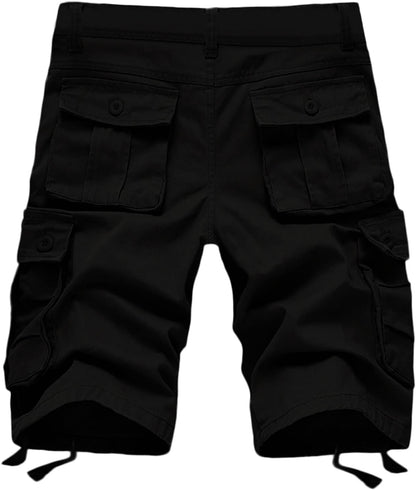 Men'S Shorts Summer Men Cotton Loose Shorts Casual Cargo Shorts Outdoors Pocket Beach Short Pants Black